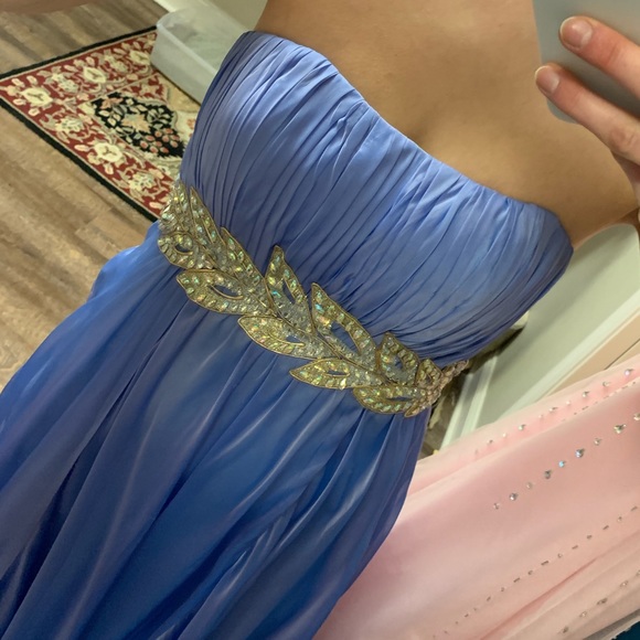 La Femme Blue Strapless Gown/Prom Dress - Picture 5 of 5